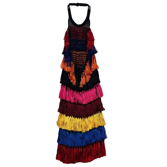 Andrea Almeida Hand Made Fringe Tassel Zendaya Mini Dress - Picture 4 of 8